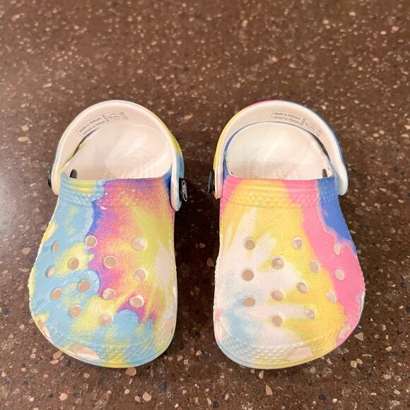 Crocs Childrens Youth Size c2/3 Classic Rainbow Tye Dye Clogs unisex toddler - Picture 7 of 7
